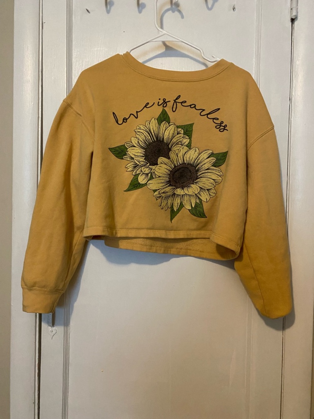 Awake Cropped Crewneck Sweatshirt in Mustard Yellow